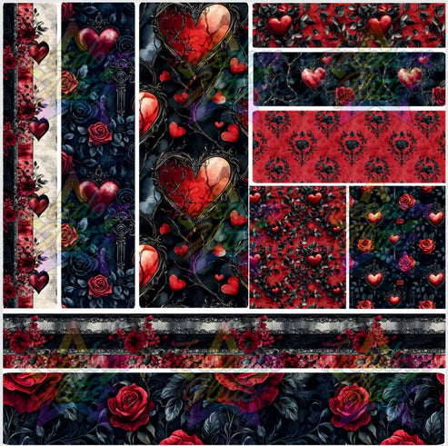 Red & Black Hearts & Flowers 2