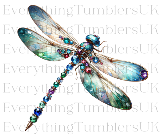 UVDTF Jewelled Dragonfly Design