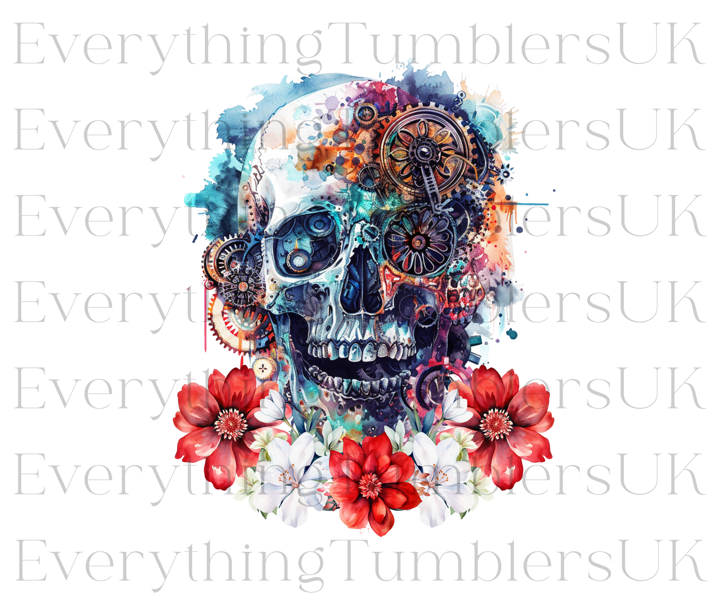 UVDTF Skull & Flowers Design