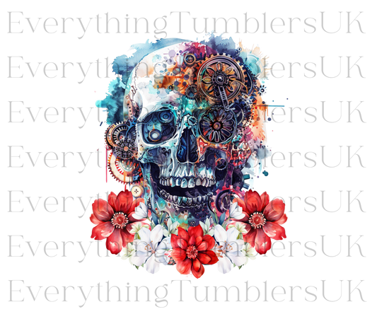 UVDTF Skull & Flowers Design