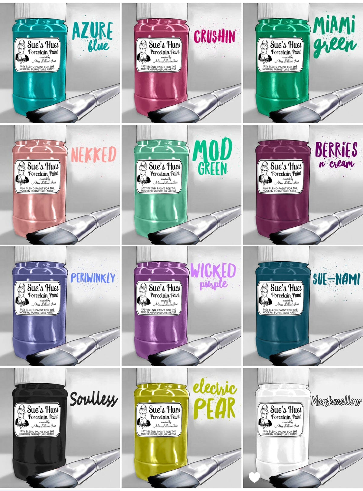 Tanglewood Works Craft Paint, Ink & Glaze 8 Oz Sue's Hues Porcelain Paint: Winter Collection