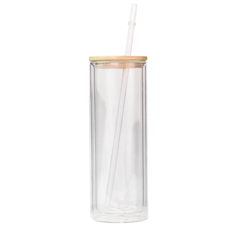 25oz Clear double walled glass tumbler.